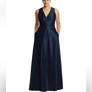 NWT Alfred Sung DUPIONI PLEAT A-LINE GOWN IN BLACK Style D611 Size 22W